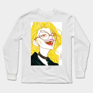 blonde vampire ecopop in artsy style of dark in city nights Long Sleeve T-Shirt